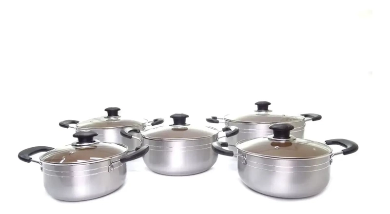 SET DE 10 PIEZAS DE OLLAS DE ALUMINIO CON DISEÑO FUNCIONAL - 1