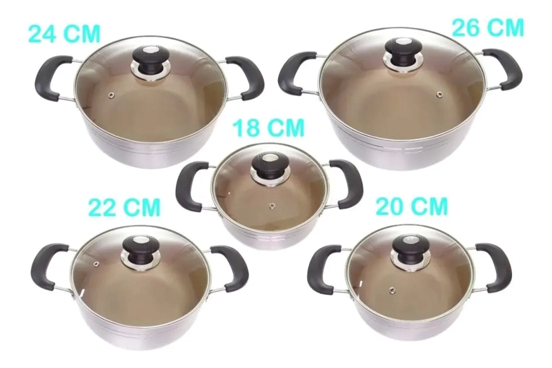 SET DE 10 PIEZAS DE OLLAS DE ALUMINIO CON DISEÑO FUNCIONAL - 2