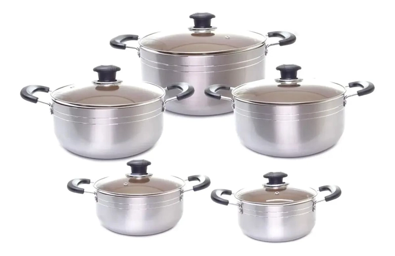 SET DE 10 PIEZAS DE OLLAS DE ALUMINIO CON DISEÑO FUNCIONAL - 3