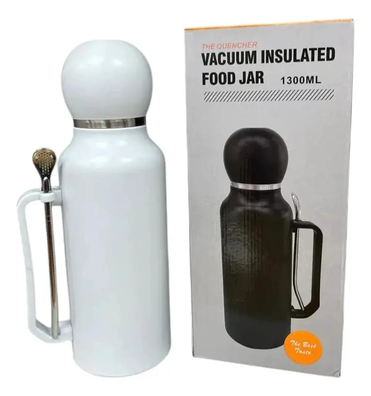 TERMO DE ACERO INOXIDABLE 1.3 LITROS CON MATE Y BOMBILLA INCLUIDOS - 1