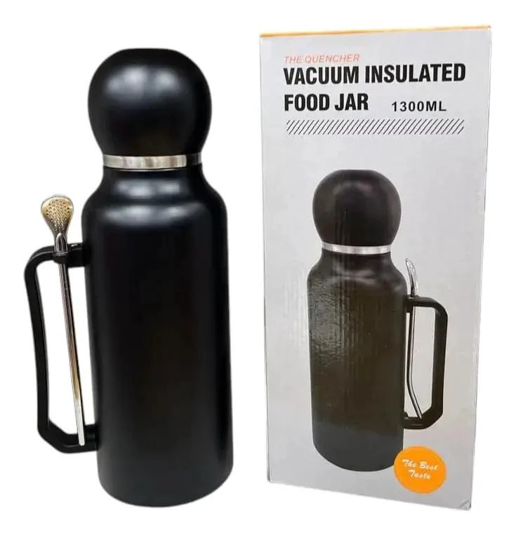 TERMO DE ACERO INOXIDABLE 1.3 LITROS CON MATE Y BOMBILLA INCLUIDOS - 2