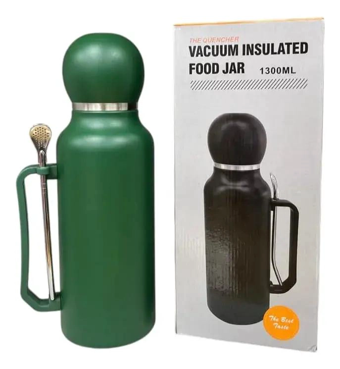 TERMO DE ACERO INOXIDABLE 1.3 LITROS CON MATE Y BOMBILLA INCLUIDOS - 3