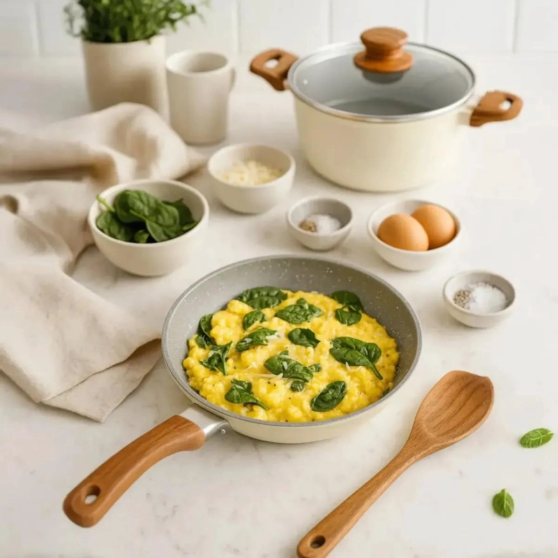 JUEGO DE COCINA CERAMICO DE 3 PIEZAS CON OLLA Y SARTE N - 1