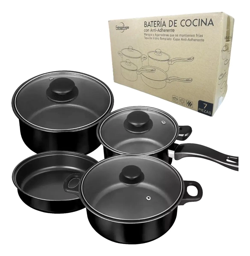 JUEGO DE OLLAS ANTIADHERENTES CON 7 PIEZAS PARA COCINA - 1