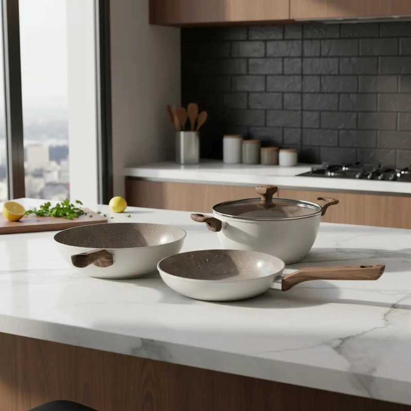 JUEGO DE 4 PIEZAS DE BATERIA DE COCINA CON RECUBRIMIENTO CERAMICO ANTIADHERENTE - 5