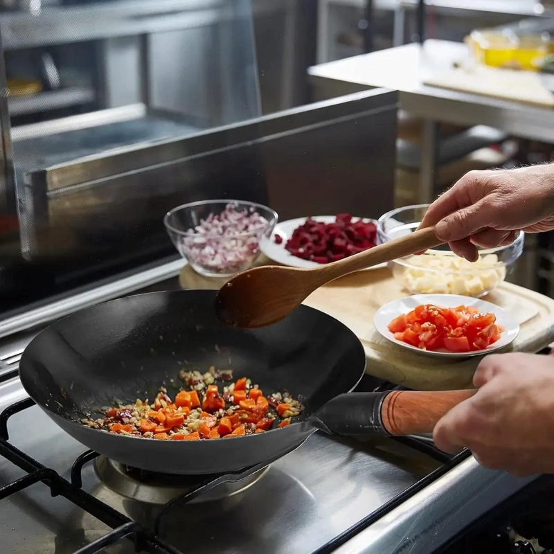 WOK DE MADERA CON MANGO ERGONOMICO DE 34 CM PARA COCINA - 2