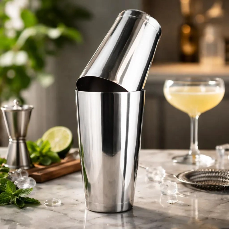 COCTELERA BOSTON DE ACERO INOXIDABLE CON VASO MEZCLADOR DE 750ML - 1