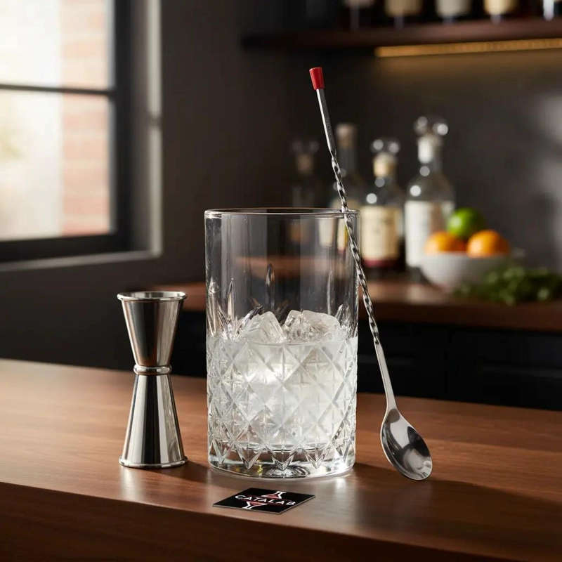SET DE COCTELERIA CON VASO MEZCLADOR, CUCHARA Y MEDIDOR - 1