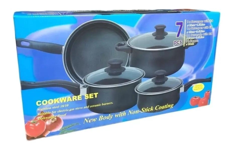 SET DE 7 PIEZAS DE OLLAS CON RECUBRIMIENTO ANTIADHERENTE PARA COCINA - 1