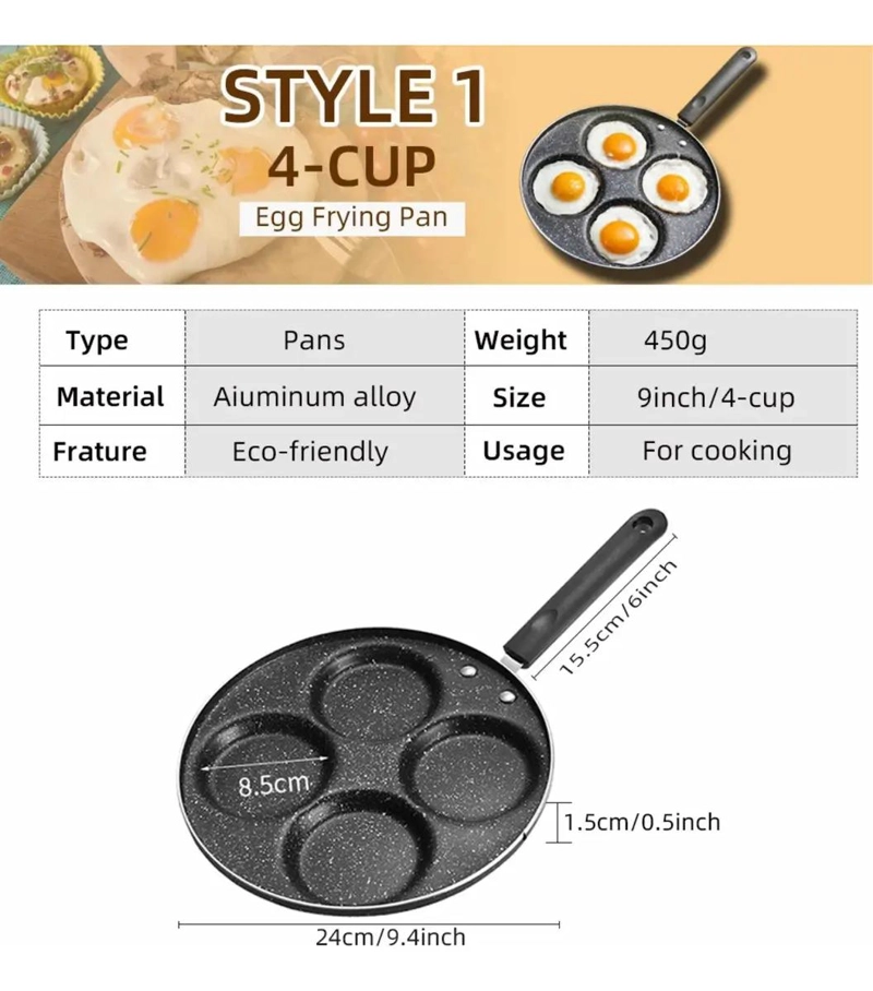 SARTE N ANTIADHERENTE PARA COCINAR HUEVOS Y PANCAKES CON 4 AGUJEROS - 4