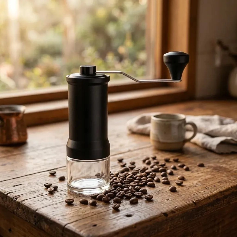 MOLINILLO MANUAL PARA CAFE  CON DISEÑO ERGONOMICO Y ACABADO NEGRO - 3