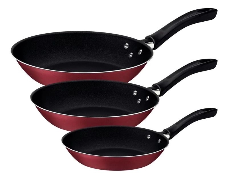 SET DE 3 SARTENES CON RECUBRIMIENTO ANTIADHERENTE ROJO - 1