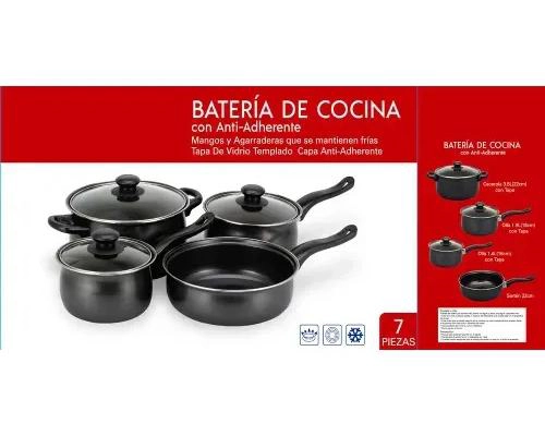 SET DE COCINA ANTIADHERENTE CON 7 PIEZAS OLLAS Y SARTE N - 3