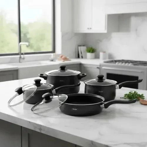 SET DE COCINA ANTIADHERENTE CON 7 PIEZAS OLLAS Y SARTE N - 4