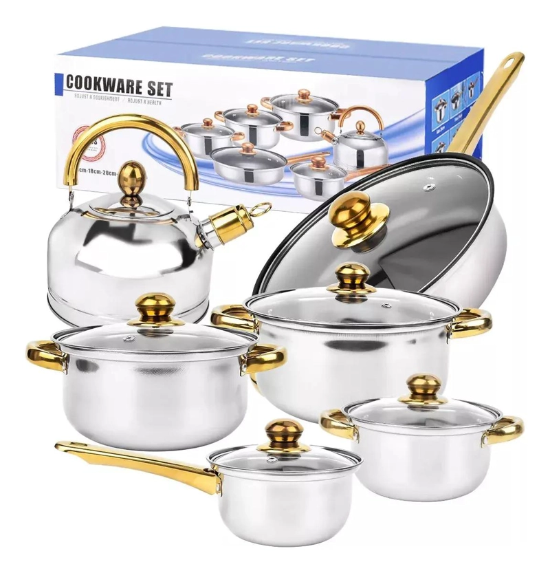 SET DE UTENSILIOS DE COCINA CON OLLAS Y SARTENES DE 12 PIEZAS - 1
