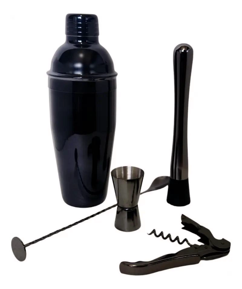 KIT DE COCTELERIA PROFESIONAL CON 10 PIEZAS EN ACABADO NEGRO CLASICO - 2