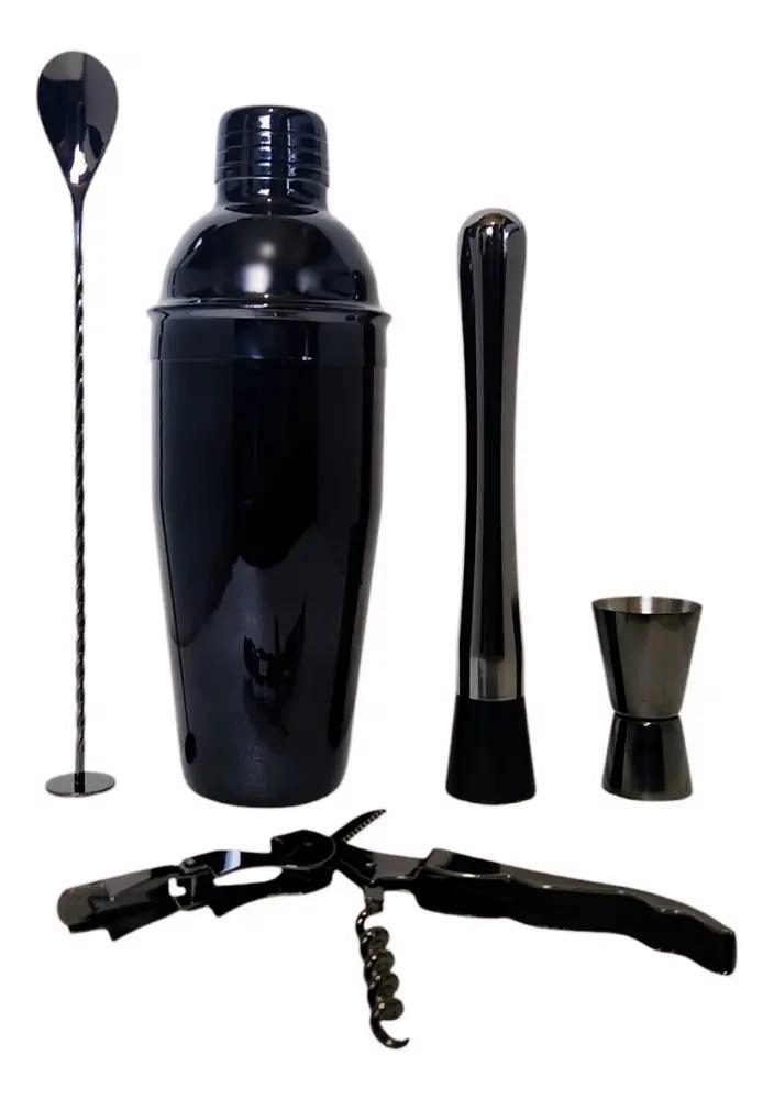KIT DE COCTELERIA PROFESIONAL CON 10 PIEZAS EN ACABADO NEGRO CLASICO - 3