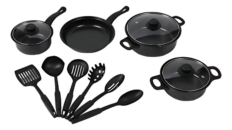 SET DE 13 PIEZAS DE BATERIA DE COCINA CON OLLAS Y SARTENES ANTIADHERENTES - 1