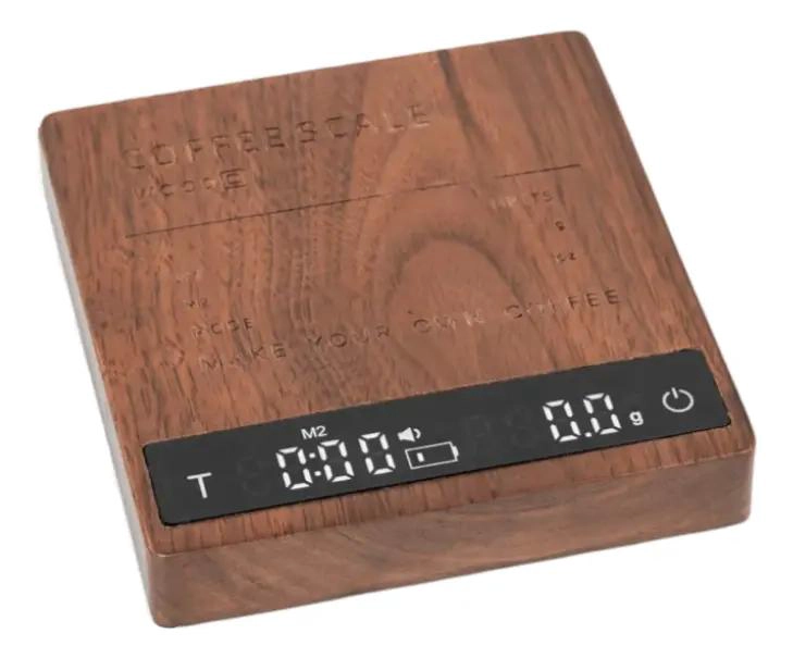 BALANZA DIGITAL PARA CAFE  CON PRECISION Y BASE DE MADERA ELEGANTE - 1
