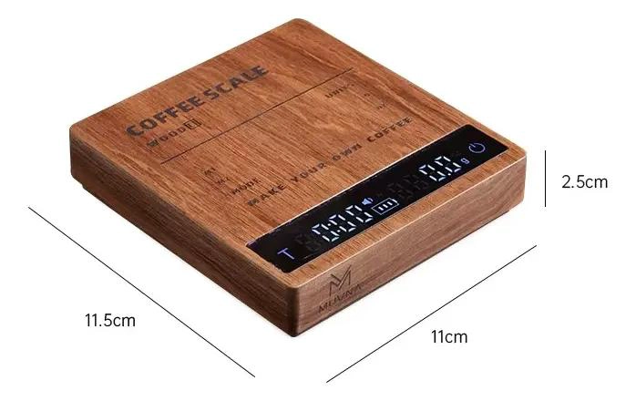 BALANZA DIGITAL PARA CAFE  CON PRECISION Y BASE DE MADERA ELEGANTE - 2
