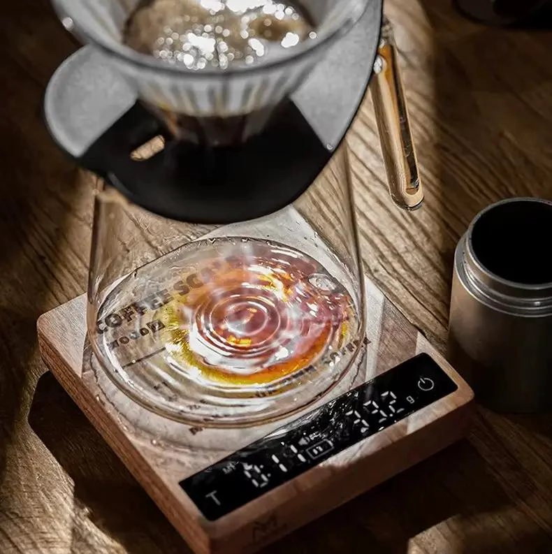 BALANZA DIGITAL PARA CAFE  CON PRECISION Y BASE DE MADERA ELEGANTE - 3