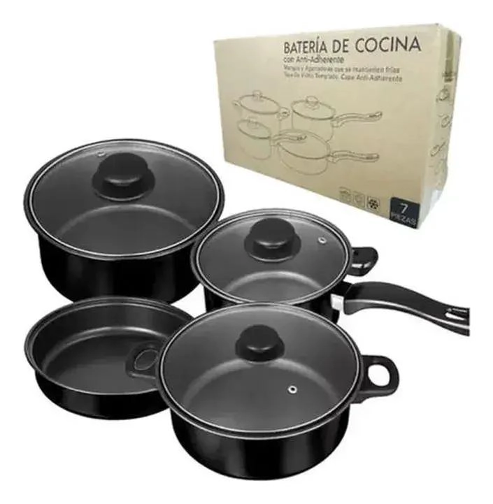 JUEGO DE OLLAS ANTIADHERENTES CON 7 PIEZAS PARA COCINA - 1