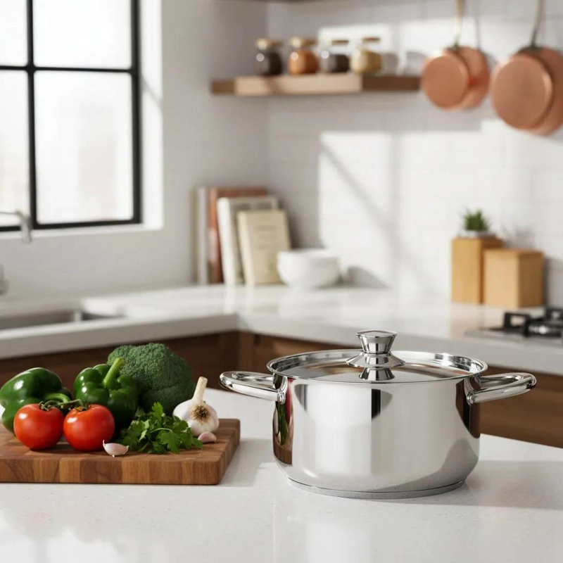 OLLA CACEROLA DE ACERO INOXIDABLE DE 20 CM CON CAPACIDAD DE 3,3 LITROS - 3
