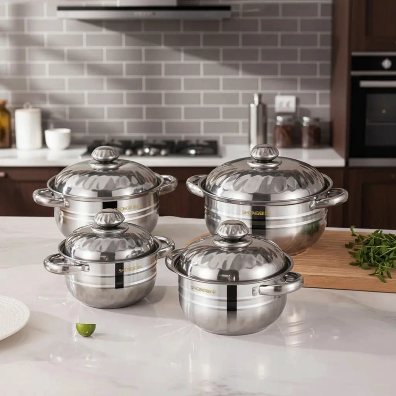 JUEGO DE OLLAS DE ACERO INOXIDABLE CON 8 PIEZAS PARA COCINA - 3