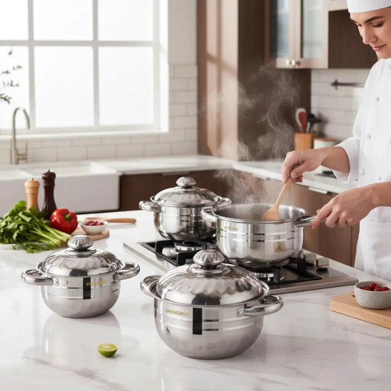 JUEGO DE OLLAS DE ACERO INOXIDABLE CON 8 PIEZAS PARA COCINA - 5