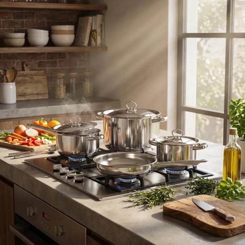 JUEGO DE OLLAS DE COCINA INOXIDABLE CON 15 PIEZAS PARA USO DIARIO - 2