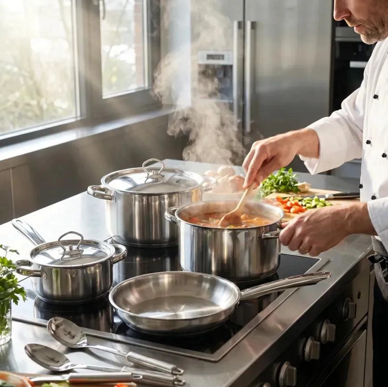 JUEGO DE OLLAS DE COCINA INOXIDABLE CON 15 PIEZAS PARA USO DIARIO - 4
