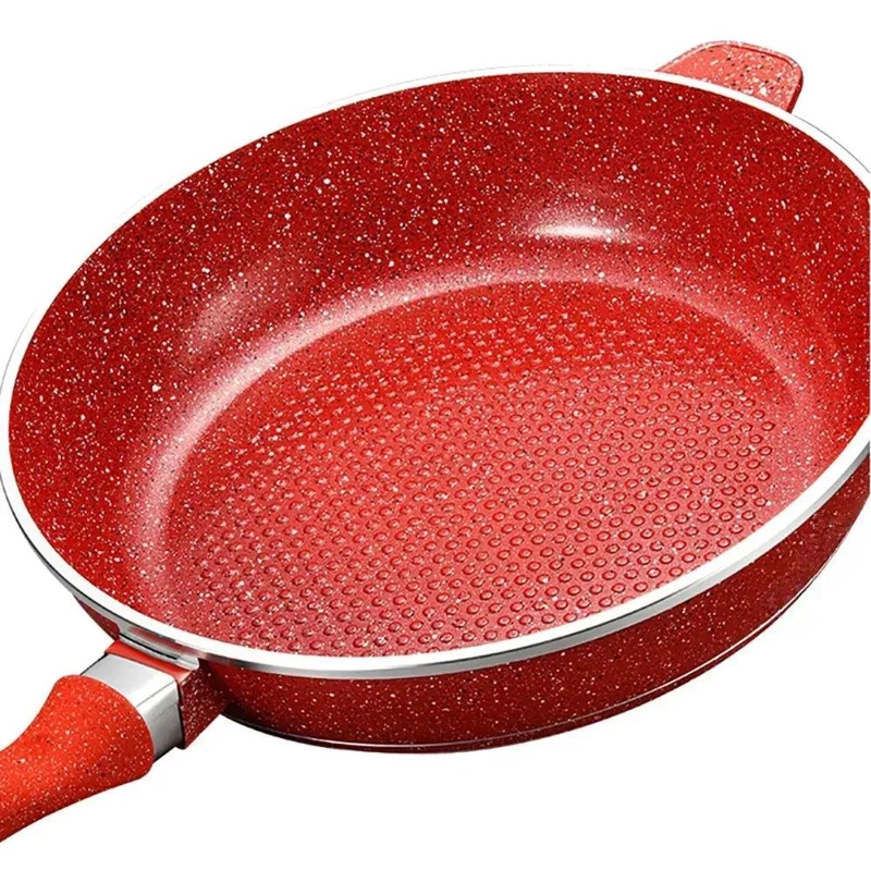 JUEGO COMPLETO DE OLLAS CON RECUBRIMIENTO DE GRANITO EN COLOR ROJO - 2