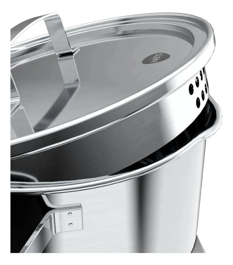 CACEROLA DE ACERO INOXIDABLE CON TAPA DE 24 CM PARA INDUCCION - 2