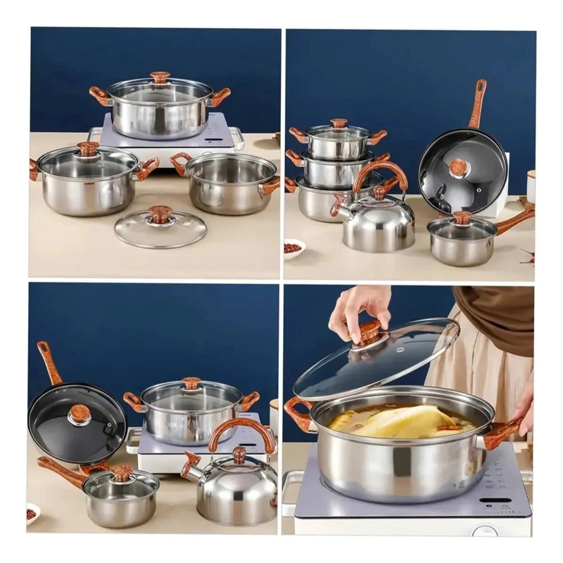 JUEGO DE OLLAS Y CACEROLAS DE ACERO INOXIDABLE 12 PIEZAS PARA COCINA - 4
