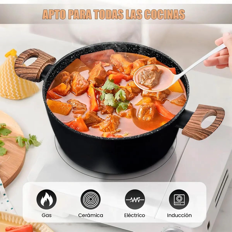 JUEGO DE OLLAS ANTIADHERENTES DE GRANITO CON 5 PIEZAS PARA COCINA - 2