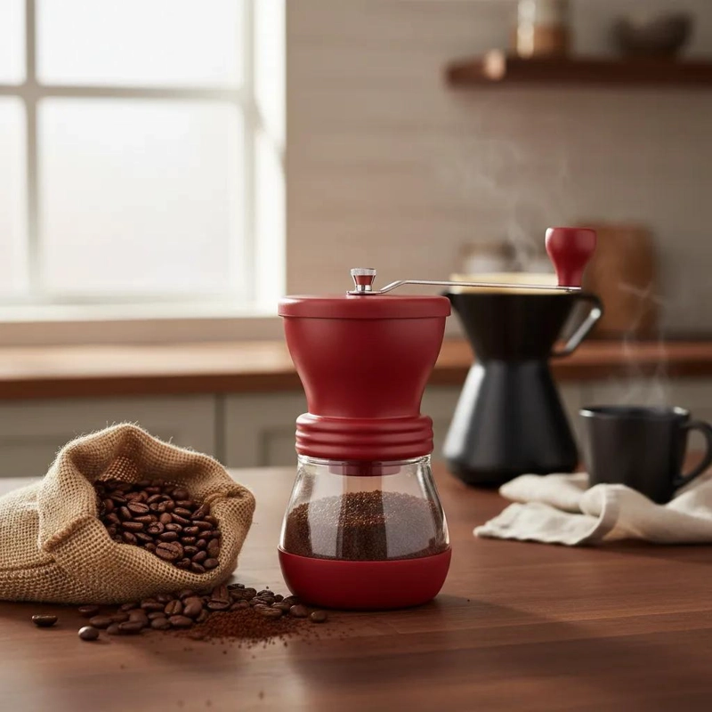 MOLINILLO MANUAL PARA CAFE  CON MUELAS CERAMICAS Y AJUSTE DE MOLIENDA - 1
