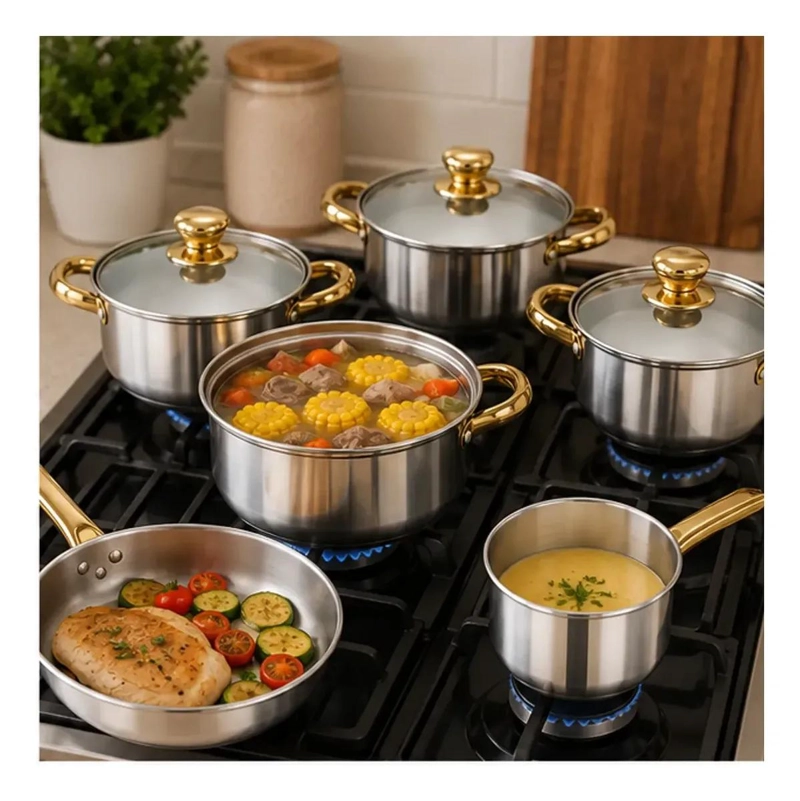 SET DE OLLAS DE 12 PIEZAS CON TAPAS PARA COCINA DE ALTA CALIDAD - 2