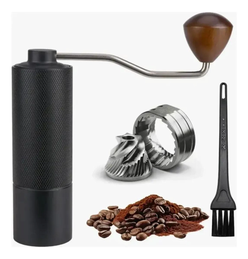 MOLINILLO MANUAL PARA CAFE  CON AJUSTE DE MOLIENDA Y CUERPO METALICO NEGRO - 1