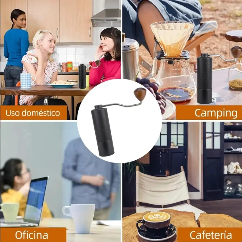 MOLINILLO MANUAL PARA CAFE  CON AJUSTE DE MOLIENDA Y CUERPO METALICO NEGRO - 5