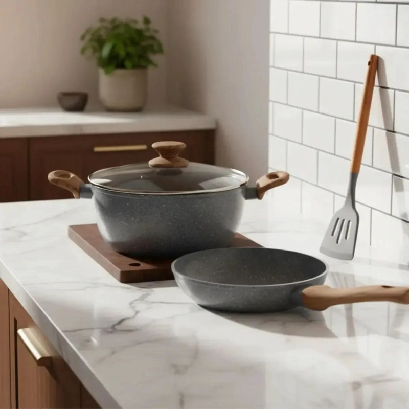 SET DE 4 PIEZAS DE OLLAS Y SARTENES CON RECUBRIMIENTO CERAMICO ANTIADHERENTE - 1