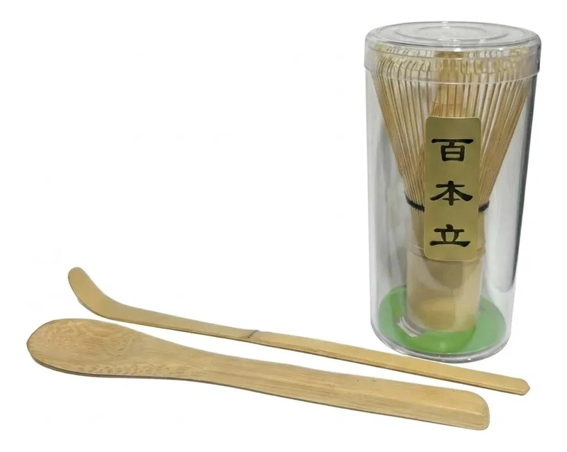 SET DE BATIDOR PARA TE  MATCHA DE BAMBU CON TRES PIEZAS - 3