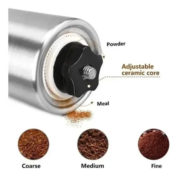 MOLINILLO MANUAL REGULABLE PARA CAFE  CON CUERPO DE ACERO INOXIDABLE - 4
