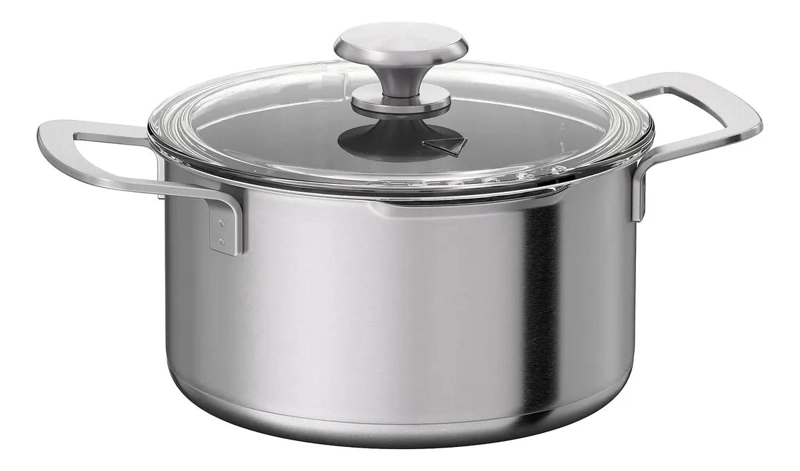 OLLA DE ACERO INOXIDABLE CON TAPA DE VIDRIO Y COLADOR 3 LITROS PARA INDUCCION - 1