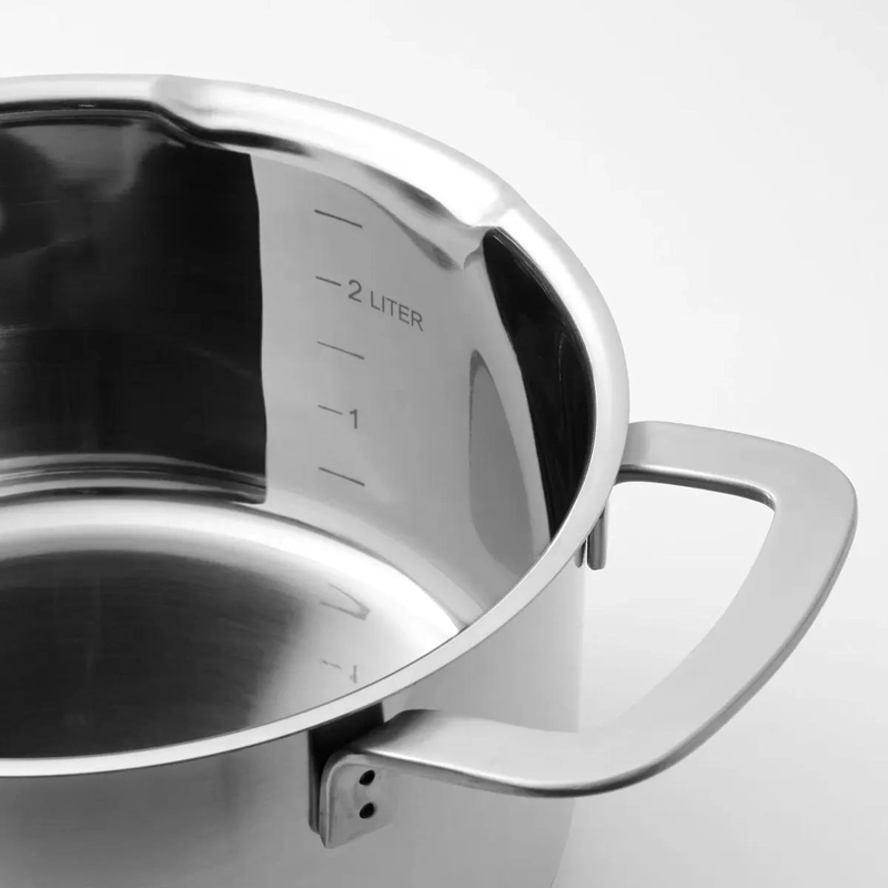 OLLA DE ACERO INOXIDABLE CON TAPA DE VIDRIO Y COLADOR 3 LITROS PARA INDUCCION - 2