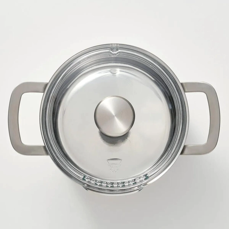 OLLA DE ACERO INOXIDABLE CON TAPA DE VIDRIO Y COLADOR 3 LITROS PARA INDUCCION - 3