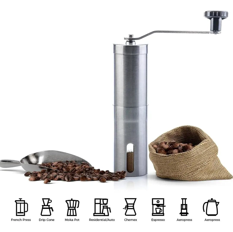 MOLINO MANUAL PARA GRANOS DE CAFE  EN ACERO INOXIDABLE RESISTENTE - 4