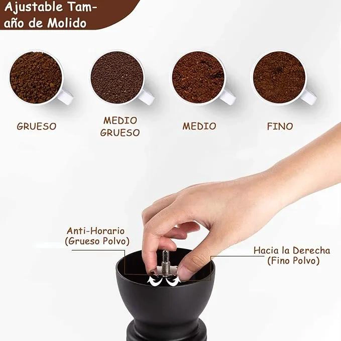 MOLINILLO MANUAL PARA CAFE  Y SEMILLAS CON AJUSTE DE MOLIENDA - 2