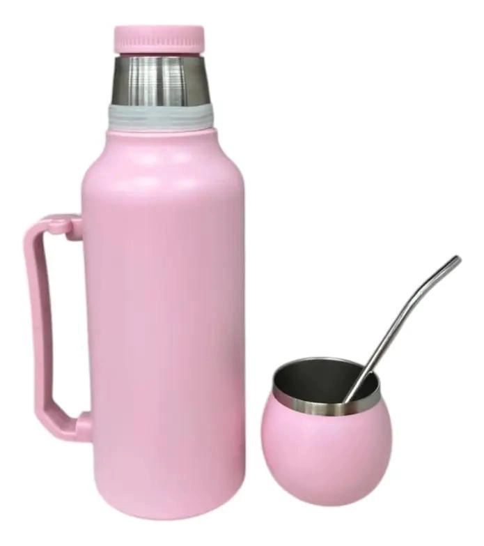 TERMO DE ACERO INOXIDABLE 1.3 LITROS CON MATE Y BOMBILLA INCLUIDOS - 2