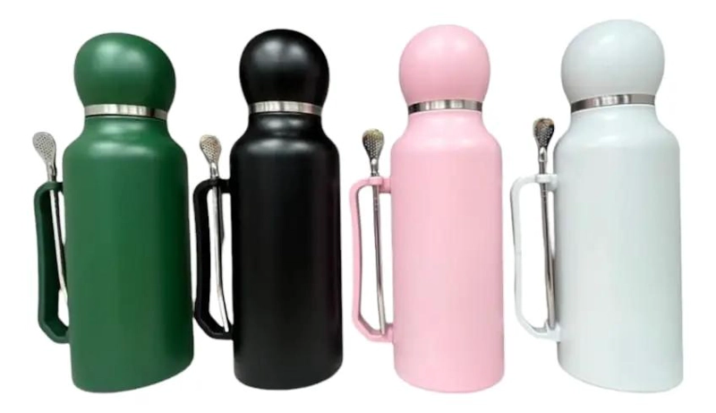 TERMO DE ACERO INOXIDABLE 1.3 LITROS CON MATE Y BOMBILLA INCLUIDOS - 4