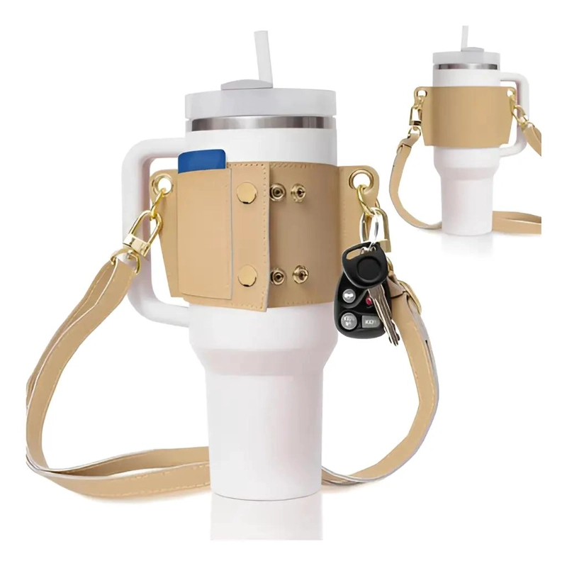 BOLSO PORTA VASOS CON FUNDA AJUSTABLE PARA TERMO Y BOTELLA - 1